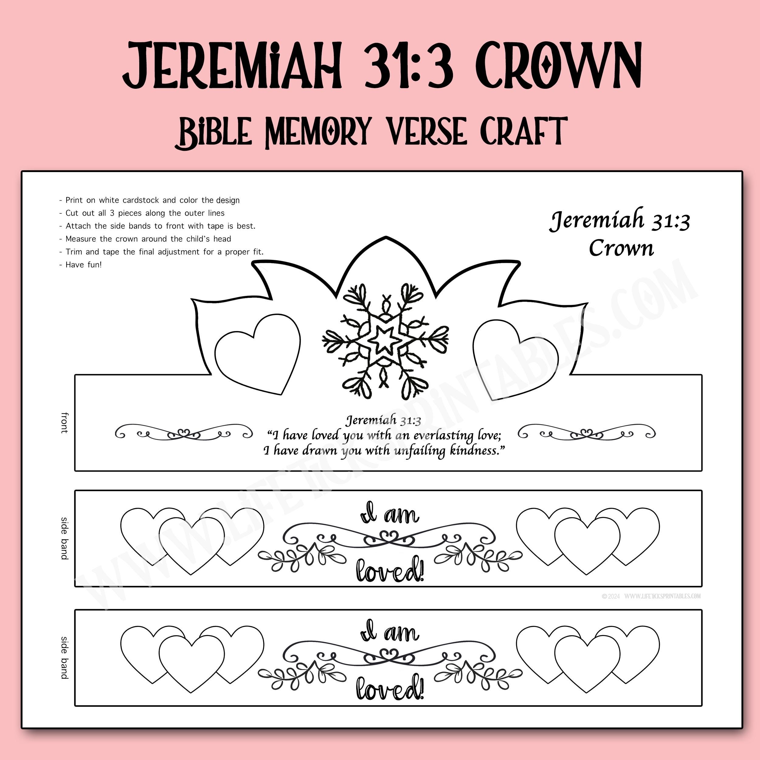 Jeremiah 31 3 Coloring Crown Activity Christian Bible Memory 