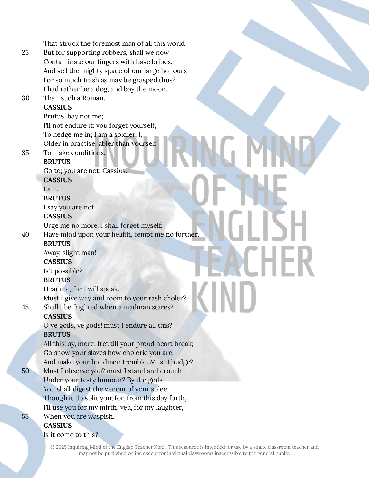 Julius Caesar Act 4 Scene 3 Close Reading Analysis Worksheet And Answer Key Made By Teachers