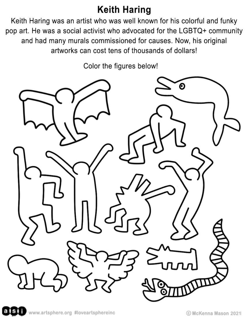 Keith Haring Coloring Sheet Art Sphere Inc