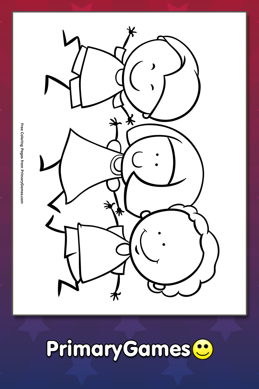 Kids Holding Hands Coloring Page FREE Printable PDF From PrimaryGames