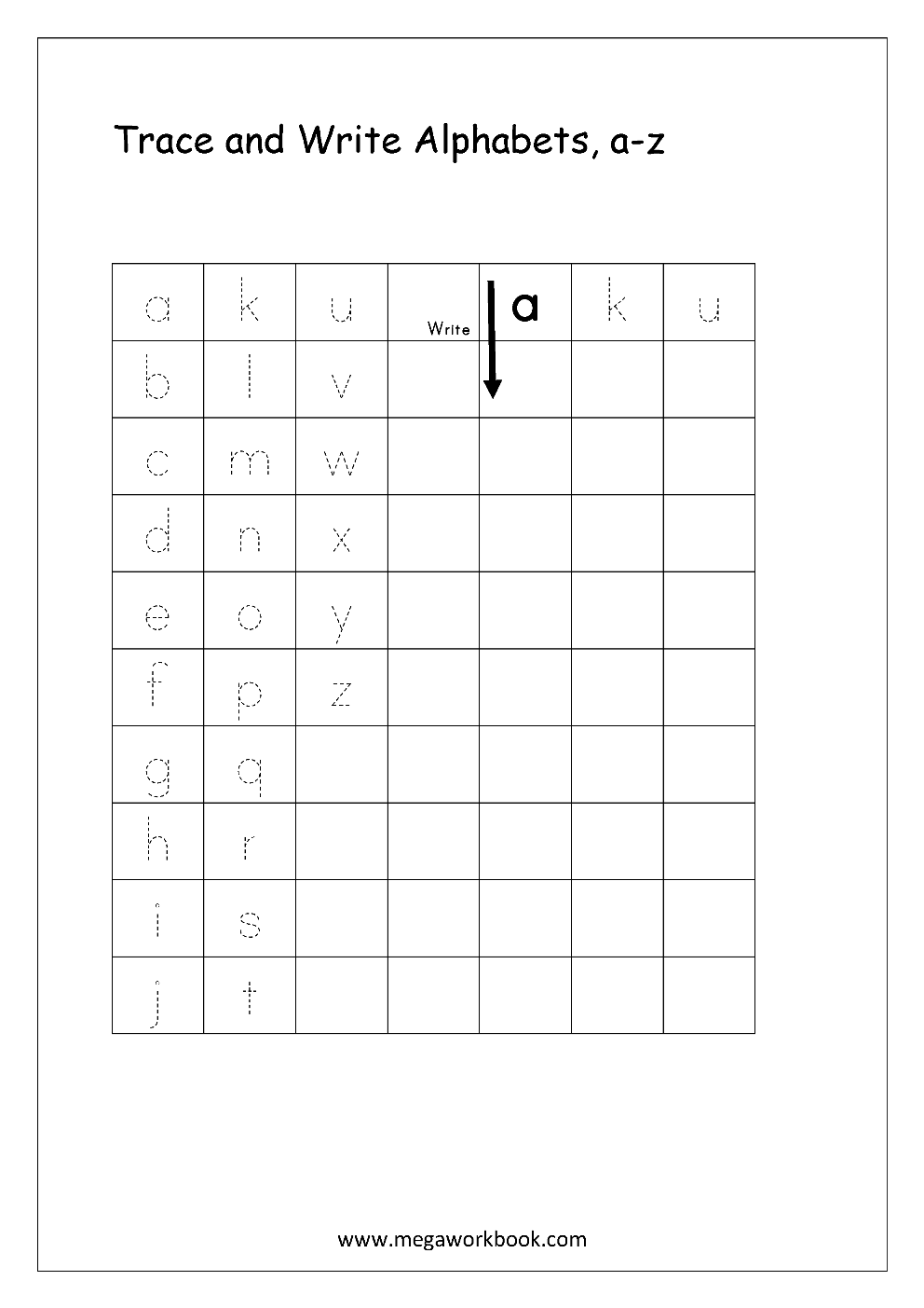 Kindergarten Alphabet Worksheets Free Printable Alphabet Worksheets Alphabet Writing Worksheets Small Letters Lowercase MegaWorkbook