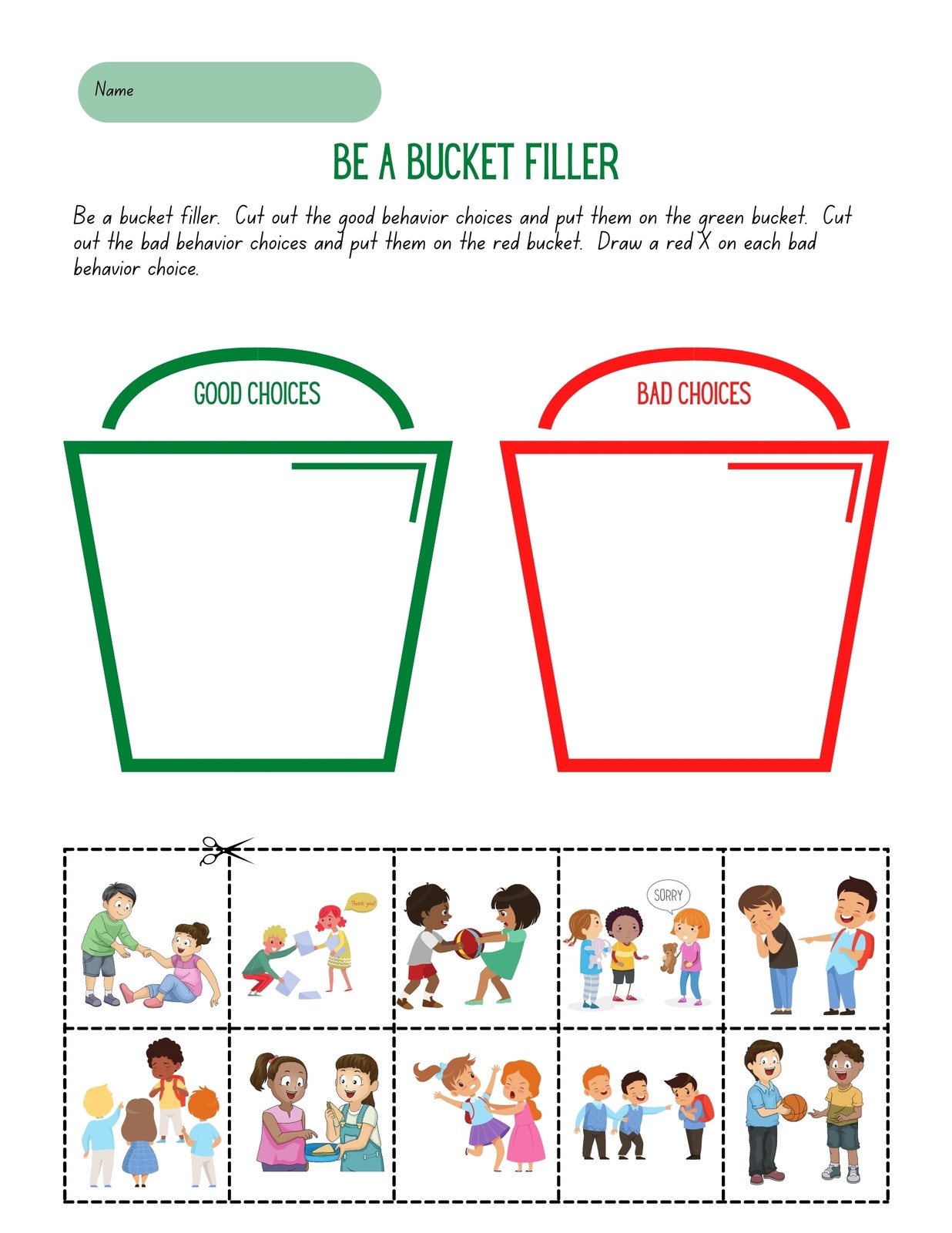Kindergarten Good Choices Bad Choices Worksheets 2025