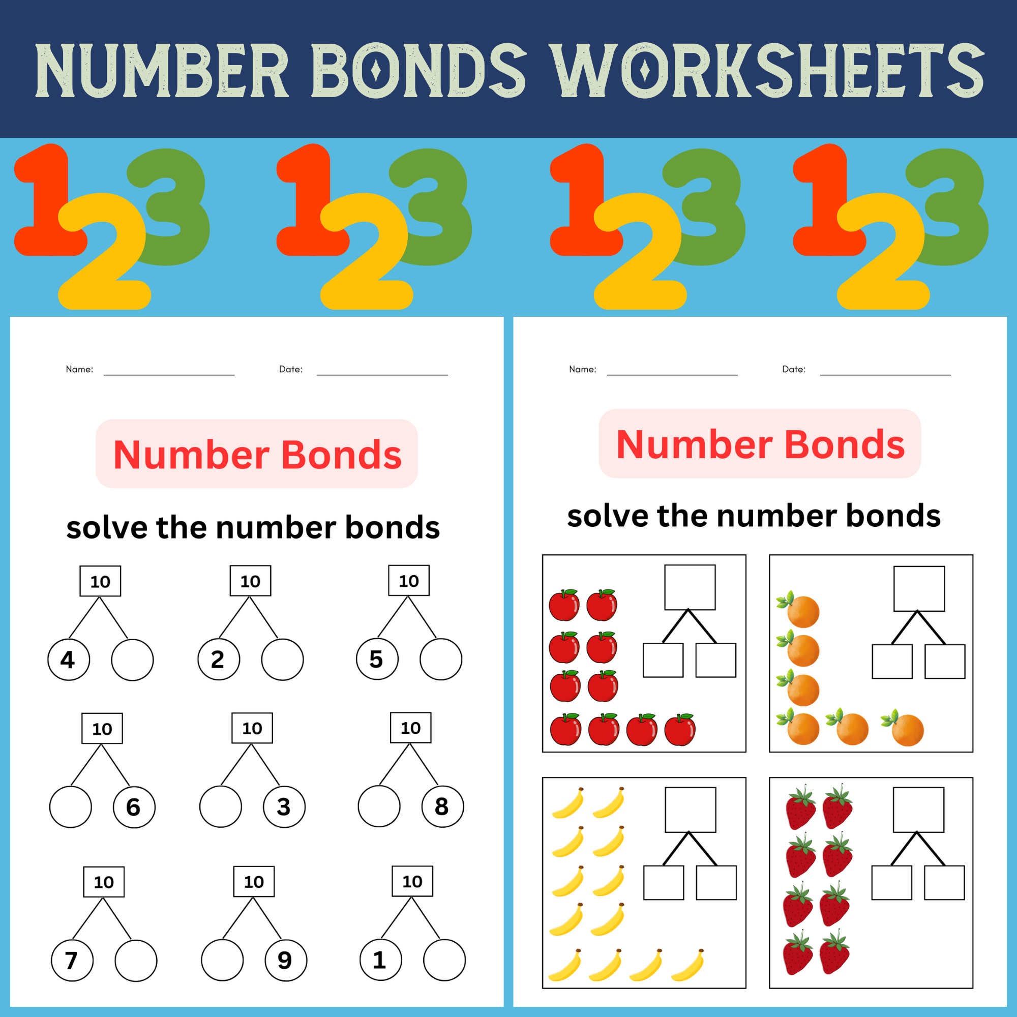 Kindergarten Grade 1 First Grade Number Bonds Worksheets Made By 