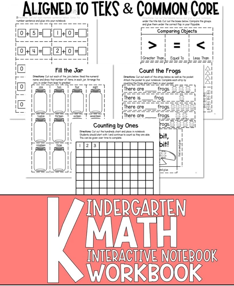 Kindergarten Math Interactive Notebook Math Workbook For Kindergarten 56 Activities To Master For Kindergarten 5 6 Years Old Aligned To TEKS And Common Core Jochen Jennifer 9798874119966 Amazon Books