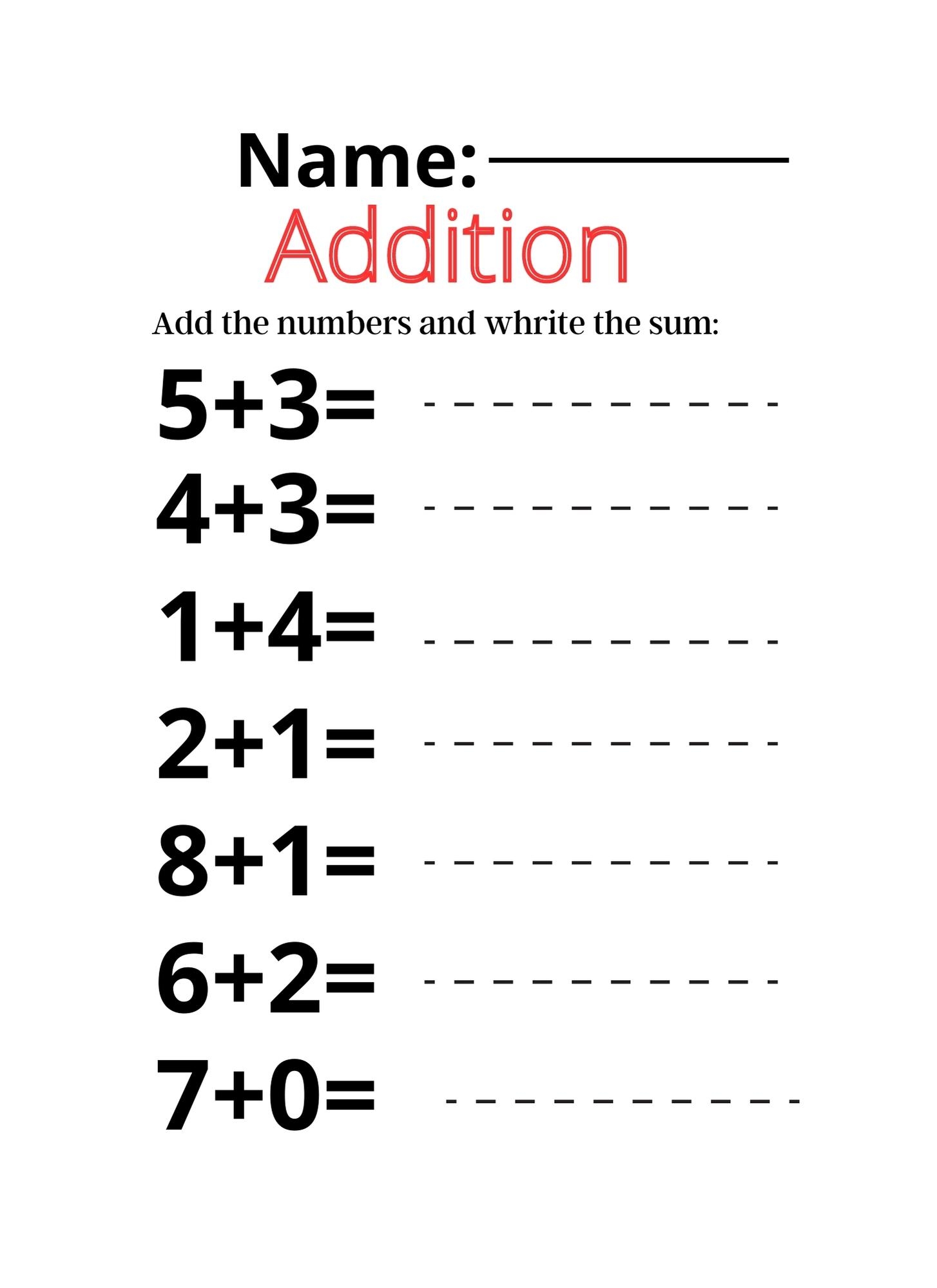 Math Worksheets Subtraction And Addition Printables