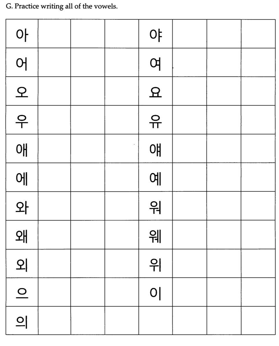 Korean Hangul Practice Sheet Korean Alphabet Worksheets Http 
