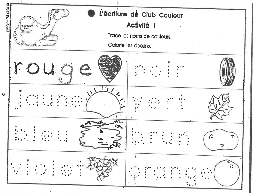 Printable French Worksheets For Kindergarten