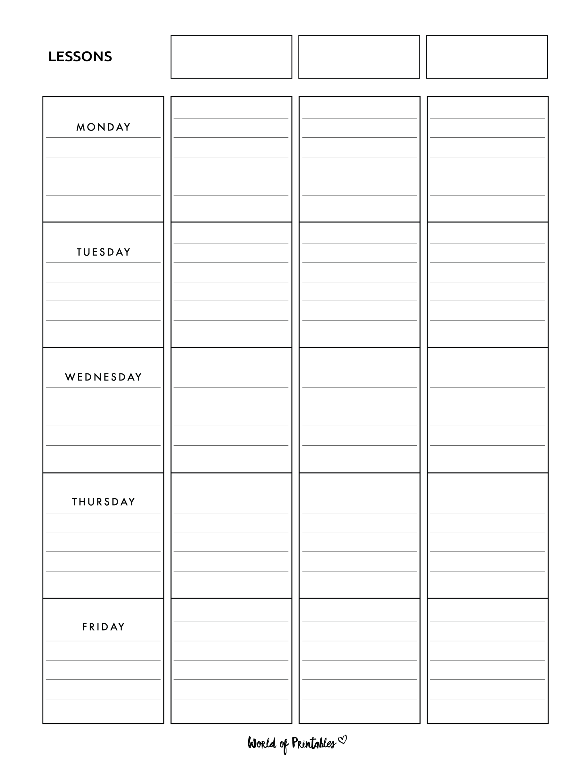 Free Printable Lesson Plan Template Preschool