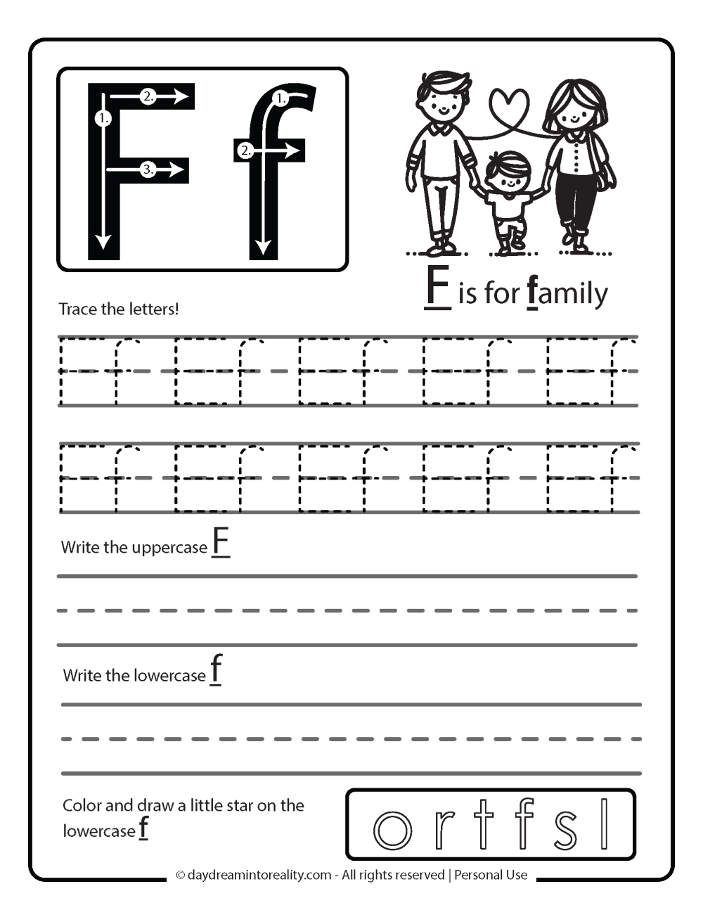 Letter F Worksheets 55 Free PDF Printables Daydream Into Reality