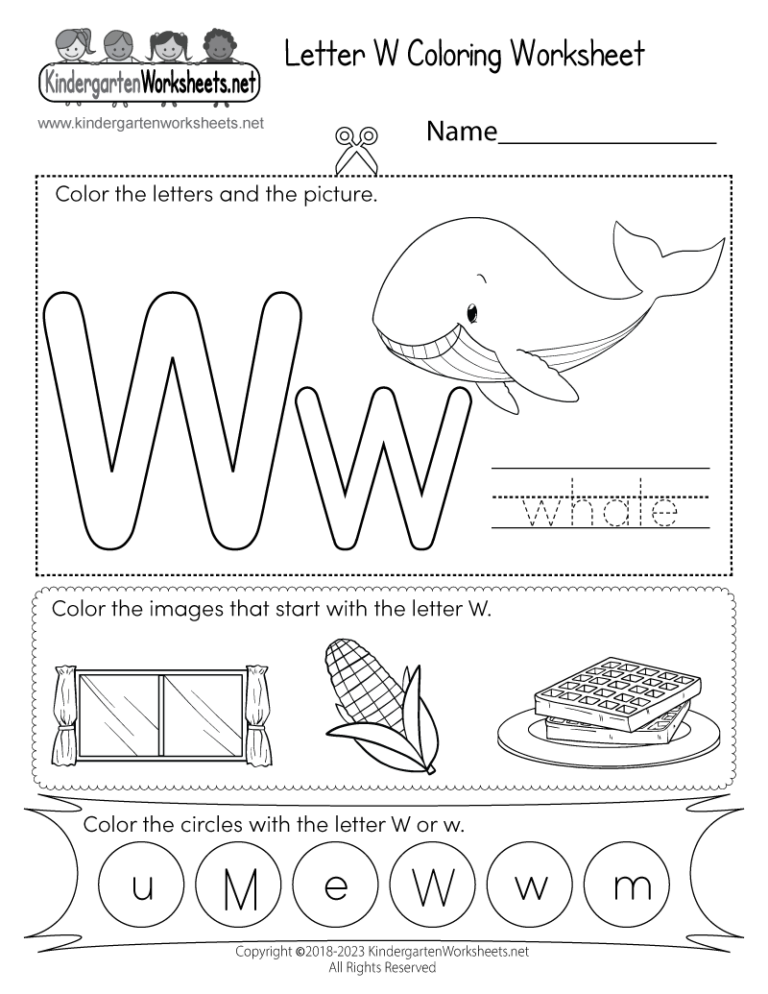 Letter W Coloring Worksheet Free Printable Digital PDF