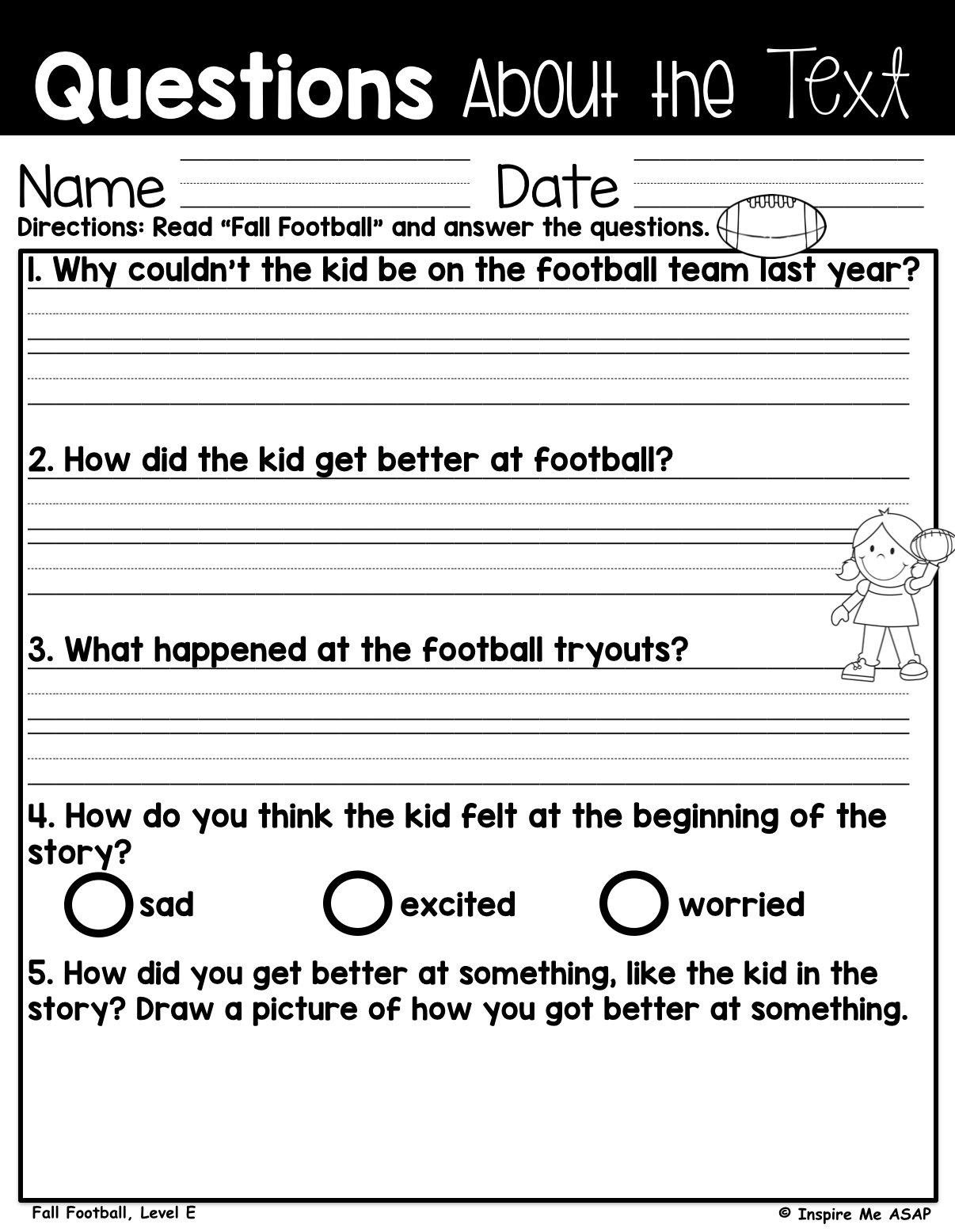 Level E Guided Reading Passage FREEBIE Inspire Me ASAP