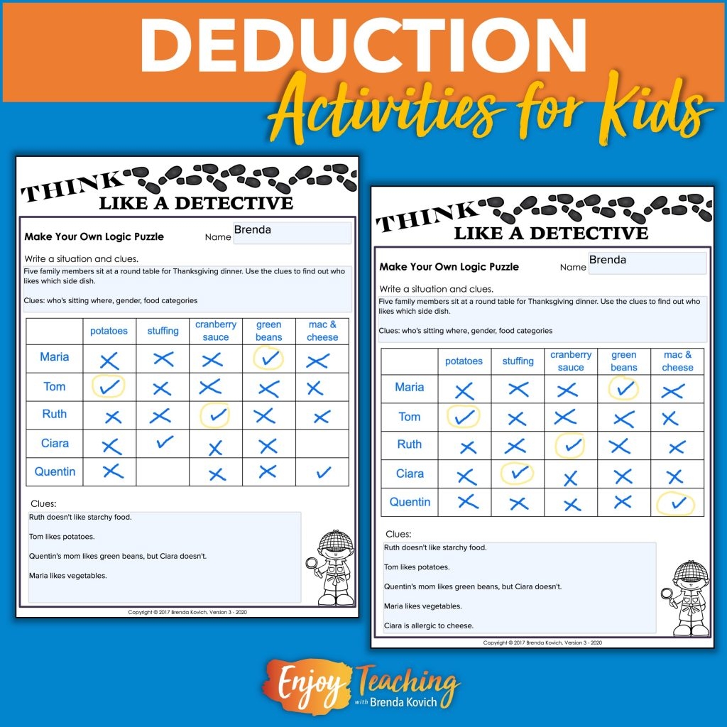 Logic Puzzles For Kids Deductive Reasoning Make Your Own 