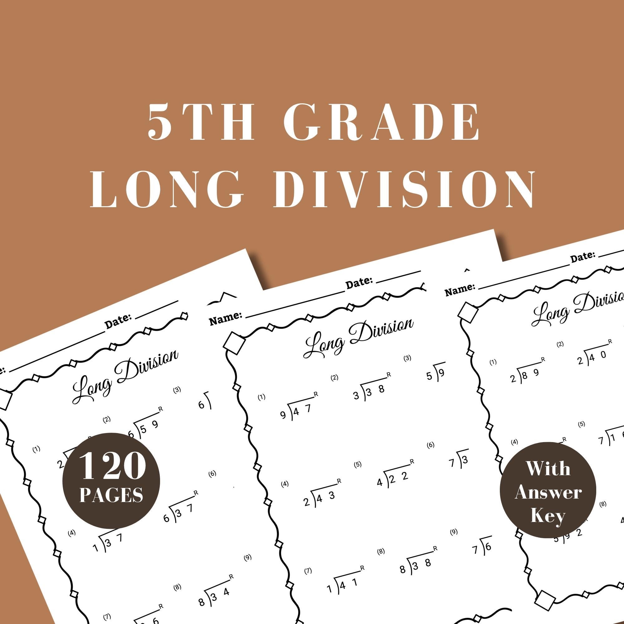 Long Division Worksheet 3rd Grade Math Place Value 5th Grade Division Problem 4th Grade Math Printable Workbook Division Table Practice Etsy