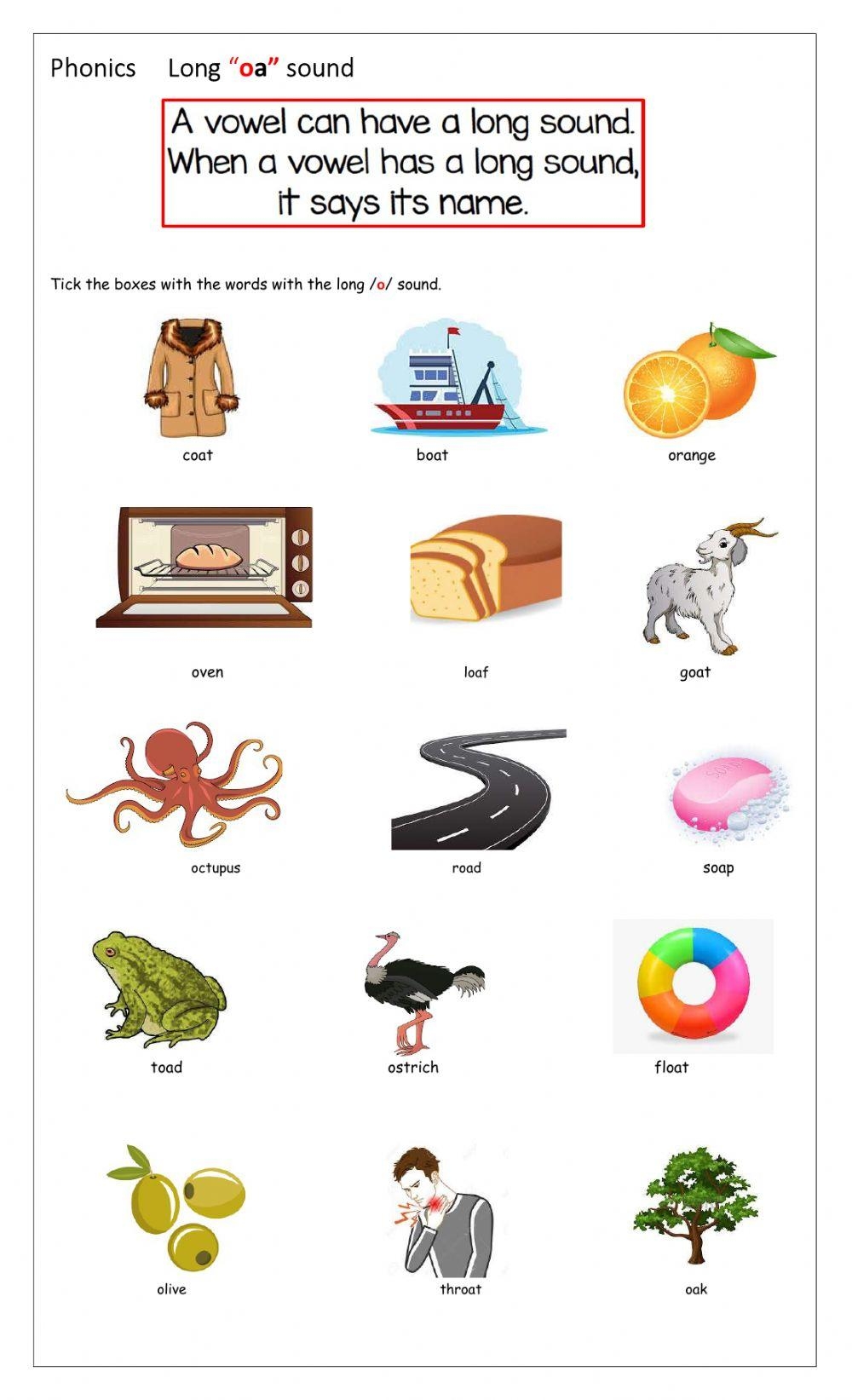 Oa Words Worksheet Printable Free Oa Words Worksheet Printable Free