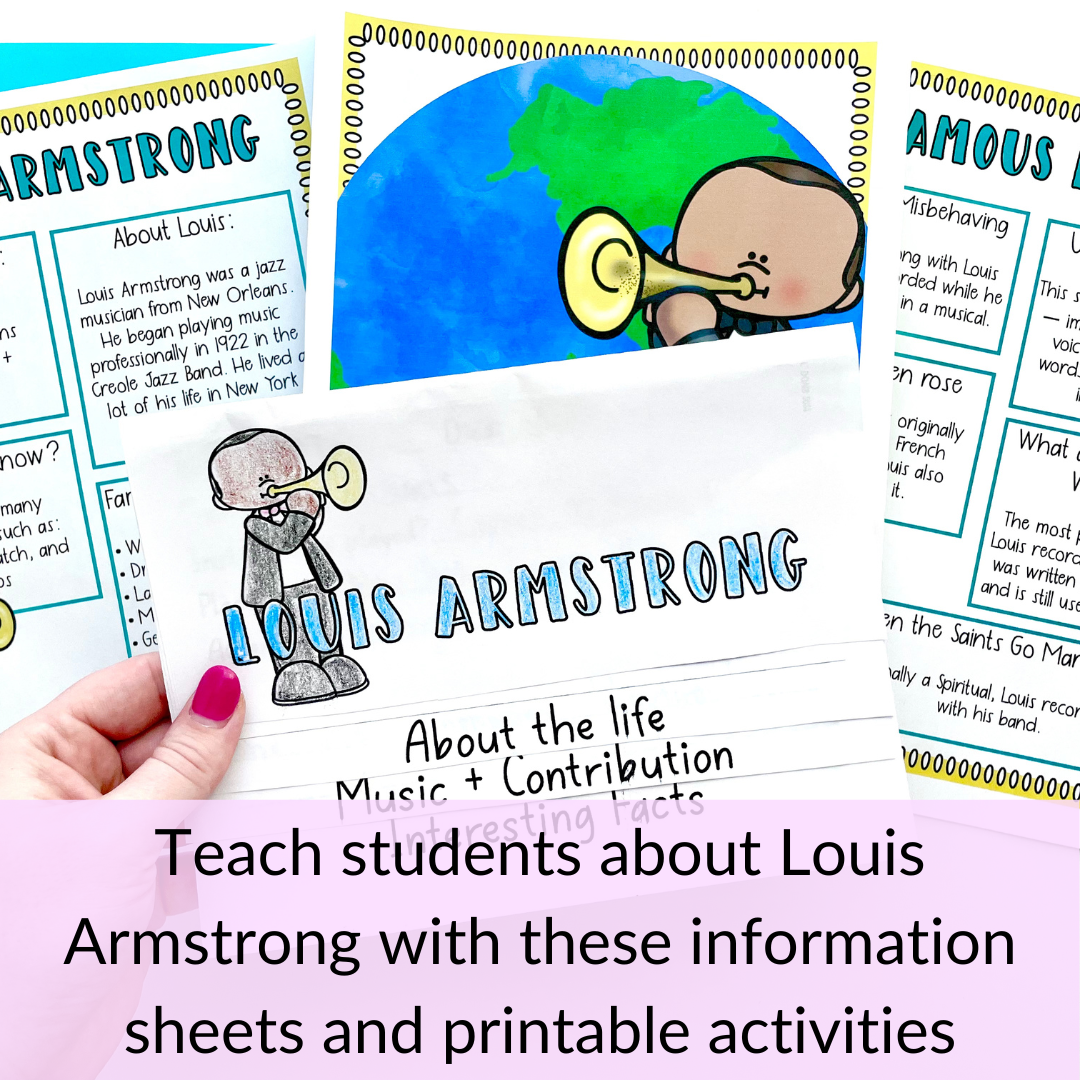 Louis Armstrong Printable Activities Posters Bulletin Board Set About Jazz For Black History Month Made By Teachers Louis Armstrong Printable Activities Posters Bulletin Board Set About Jazz For Black History Month Made By Teachers