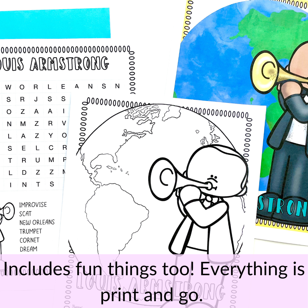 Louis Armstrong Printable Activities Posters Bulletin Board Set About Jazz For Black History Month Made By Teachers Louis Armstrong Printable Activities Posters Bulletin Board Set About Jazz For Black History Month Made By Teachers