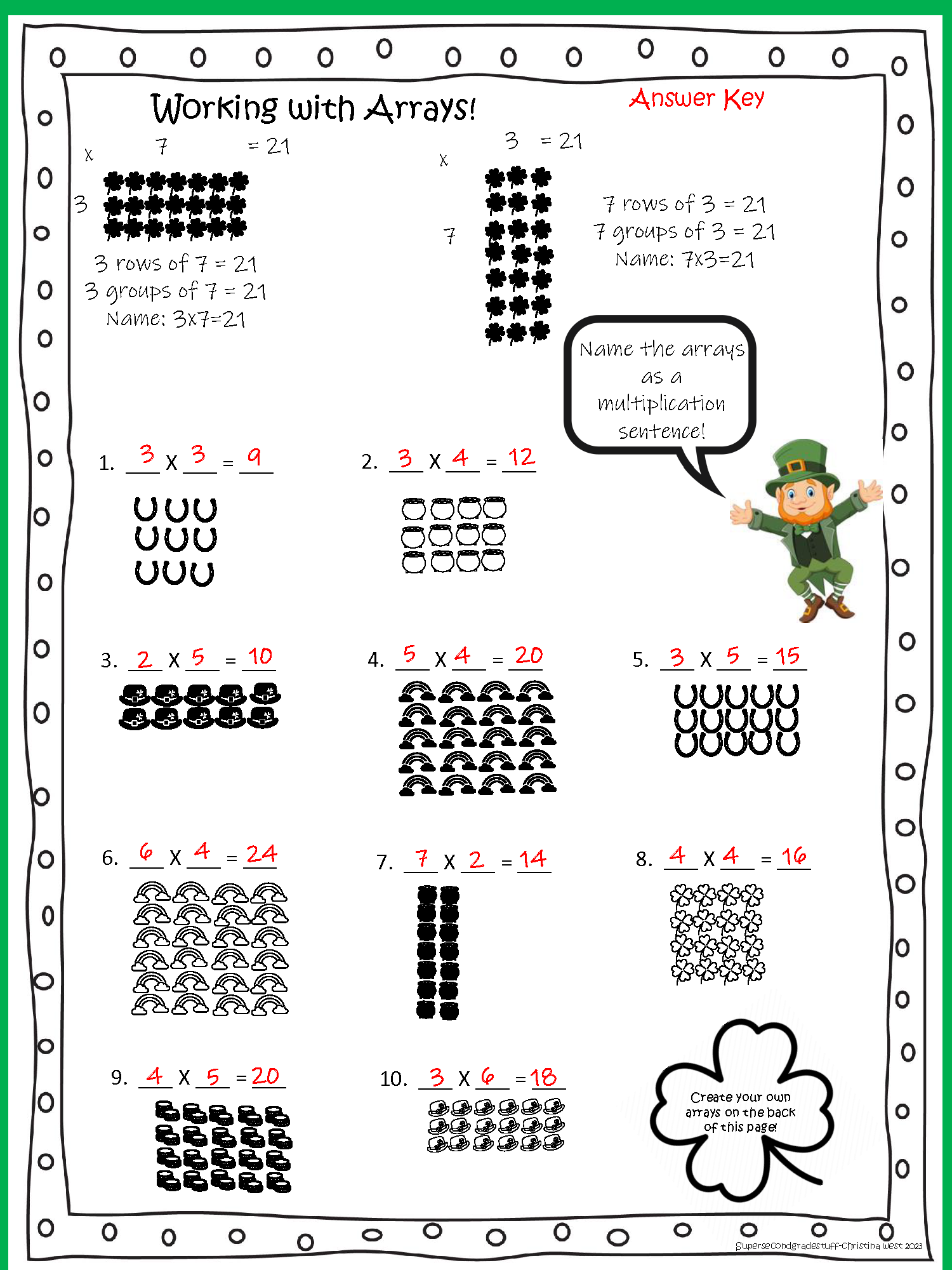 Lucky Arrays 2nd And 3rd Grade Multiplication Practice Made By Teachers Lucky Arrays 2nd And 3rd Grade Multiplication Practice Made By Teachers