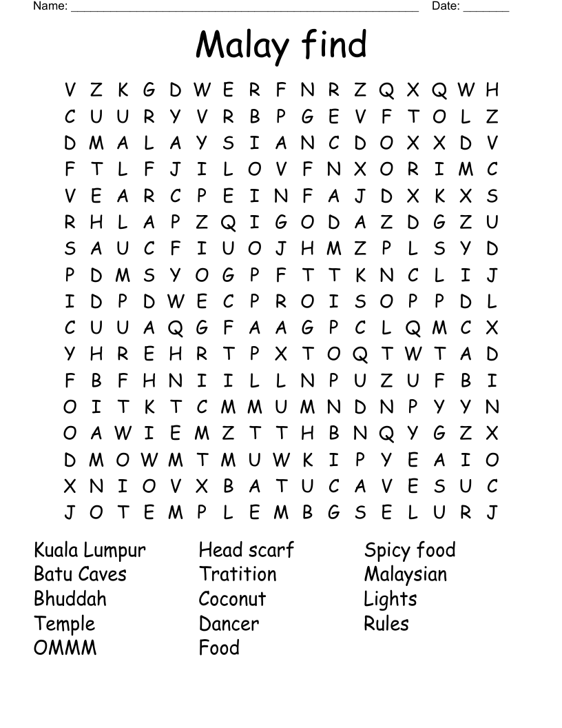 Malay Find Word Search WordMint Malay Find Word Search WordMint