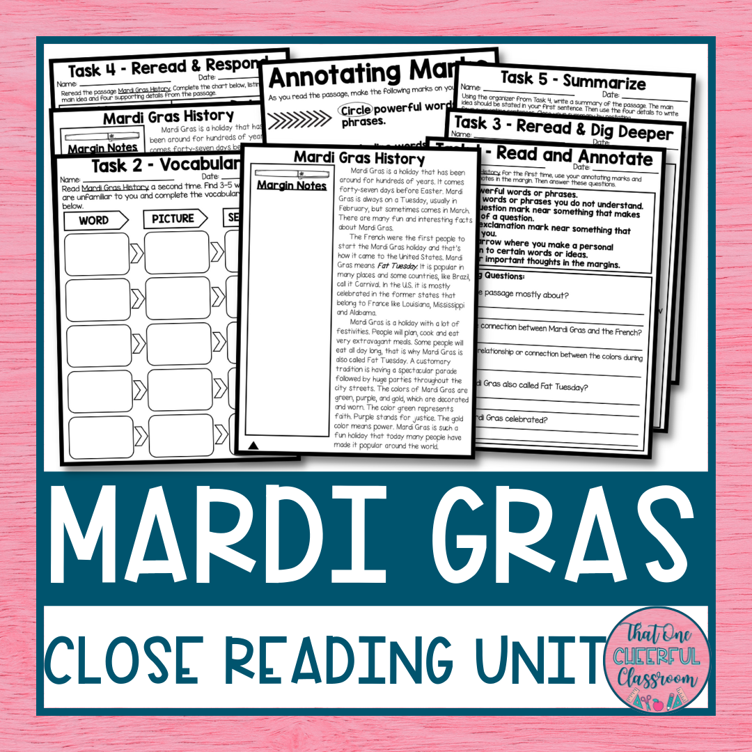 Mardi Gras Close Reading Passage Unit Made By Teachers Mardi Gras Close Reading Passage Unit Made By Teachers