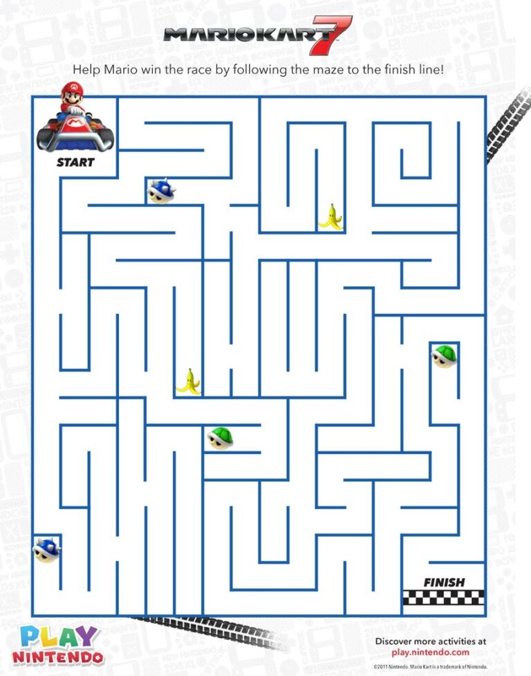 Mario Kart 7 Printable Maze Game Play Nintendo 