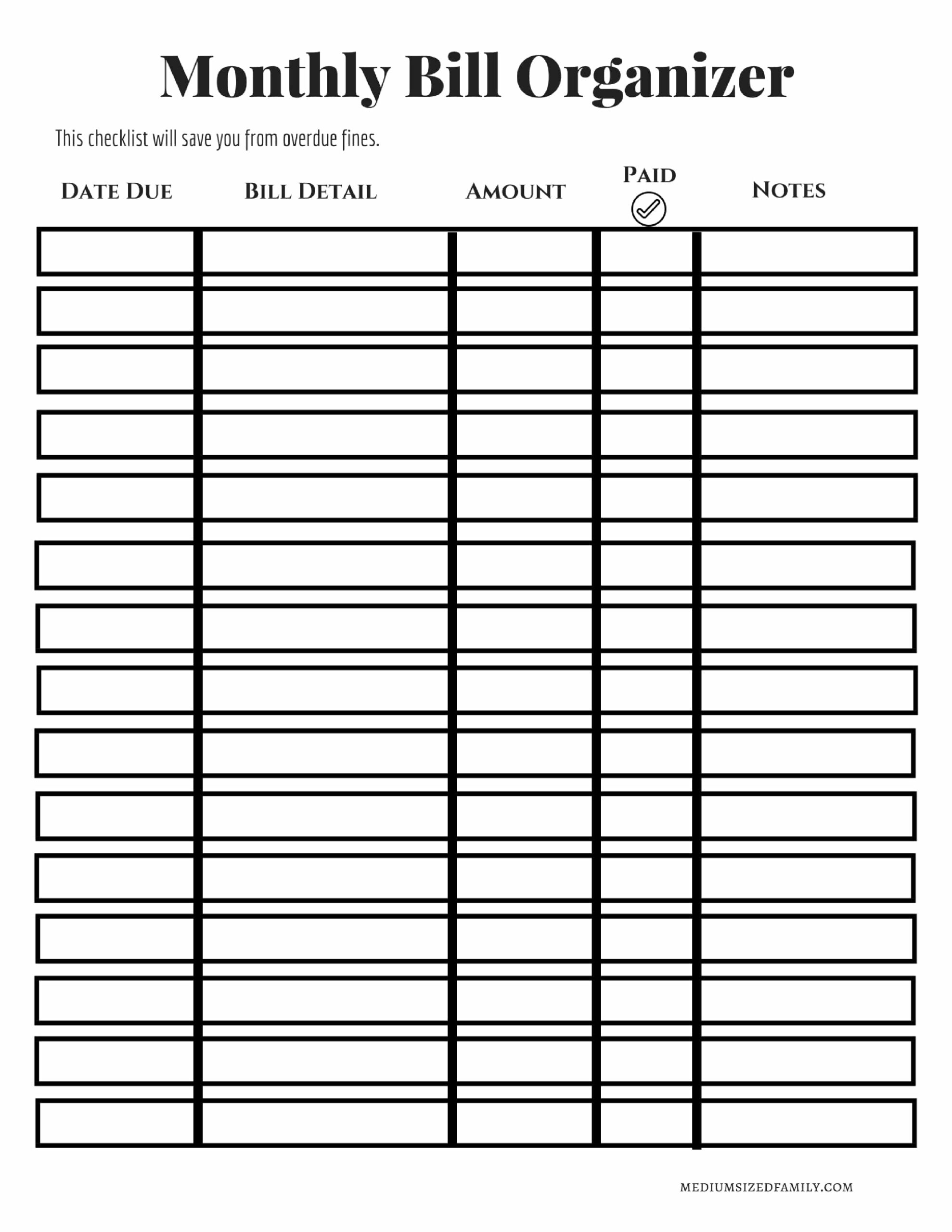 Master Your Finances With Free Printable Monthly Bill Organizer 