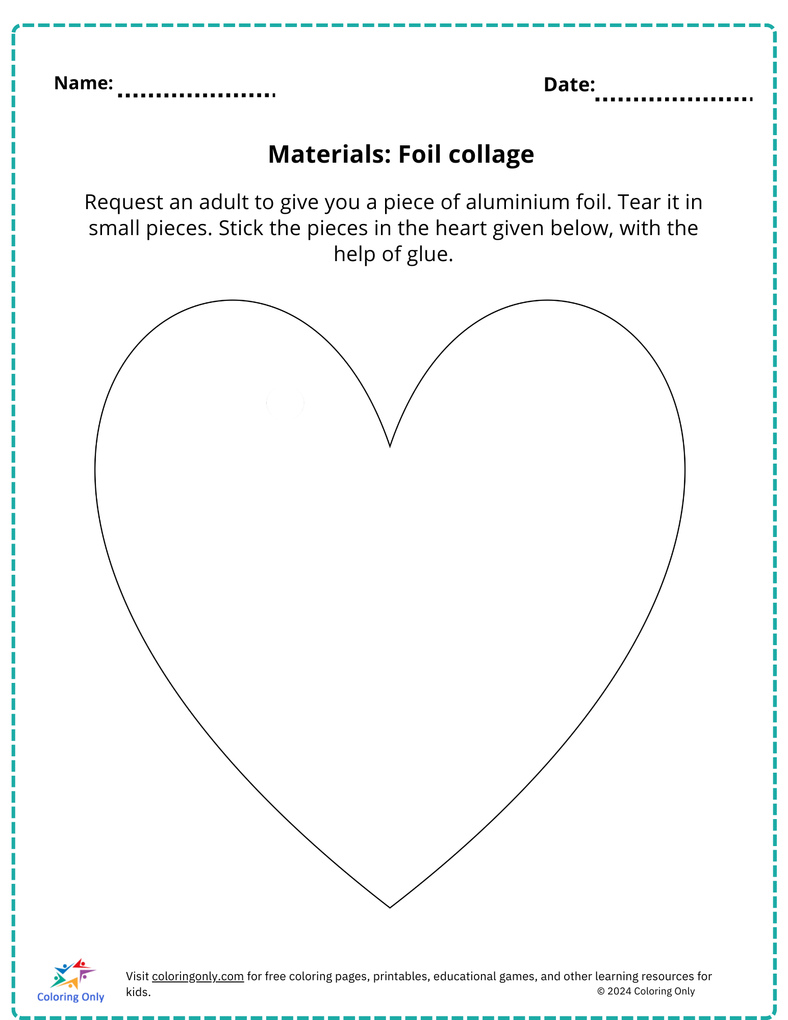 Materials Foil Collage Free Printable Worksheet Materials Foil Collage Free Printable Worksheet
