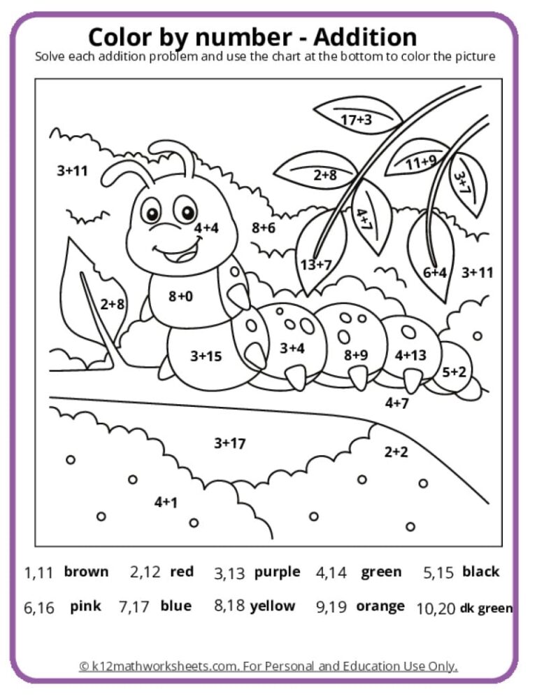 Math Coloring Pages Printable PDFs By K12mathworksheets