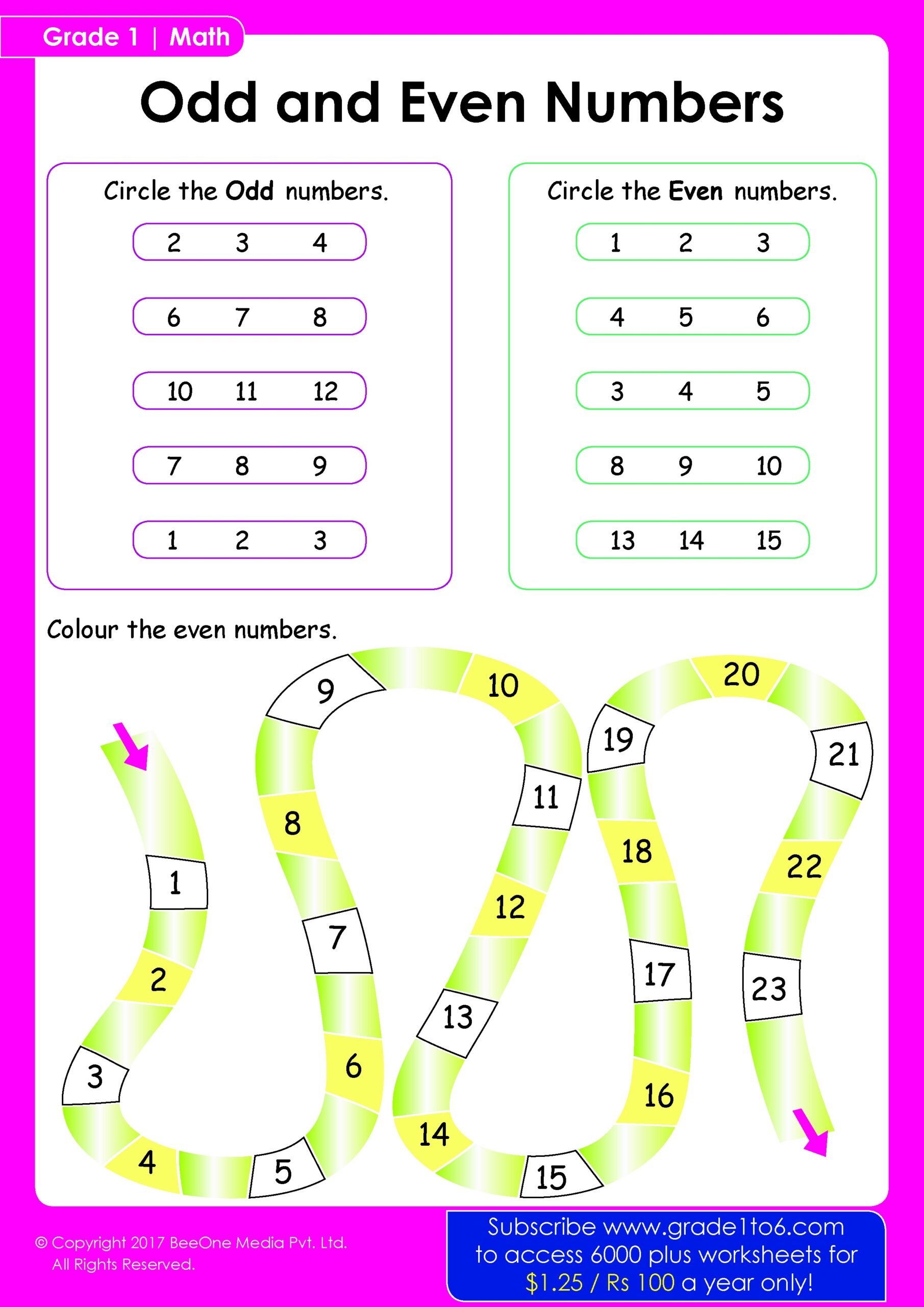 Grade 1 Math Worksheets
