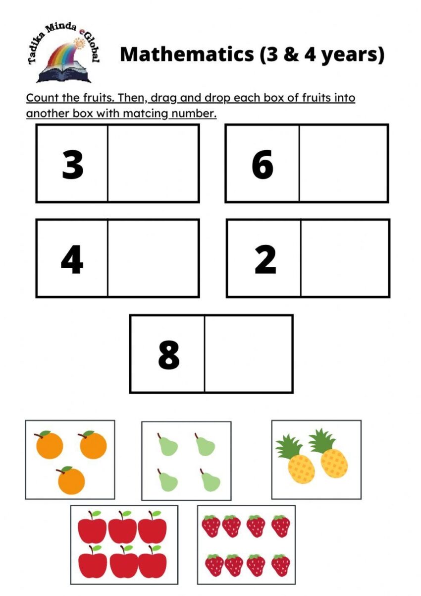 Mathematics 3 U0026 4 Years Old Fruits 1 Worksheet Live Worksheets