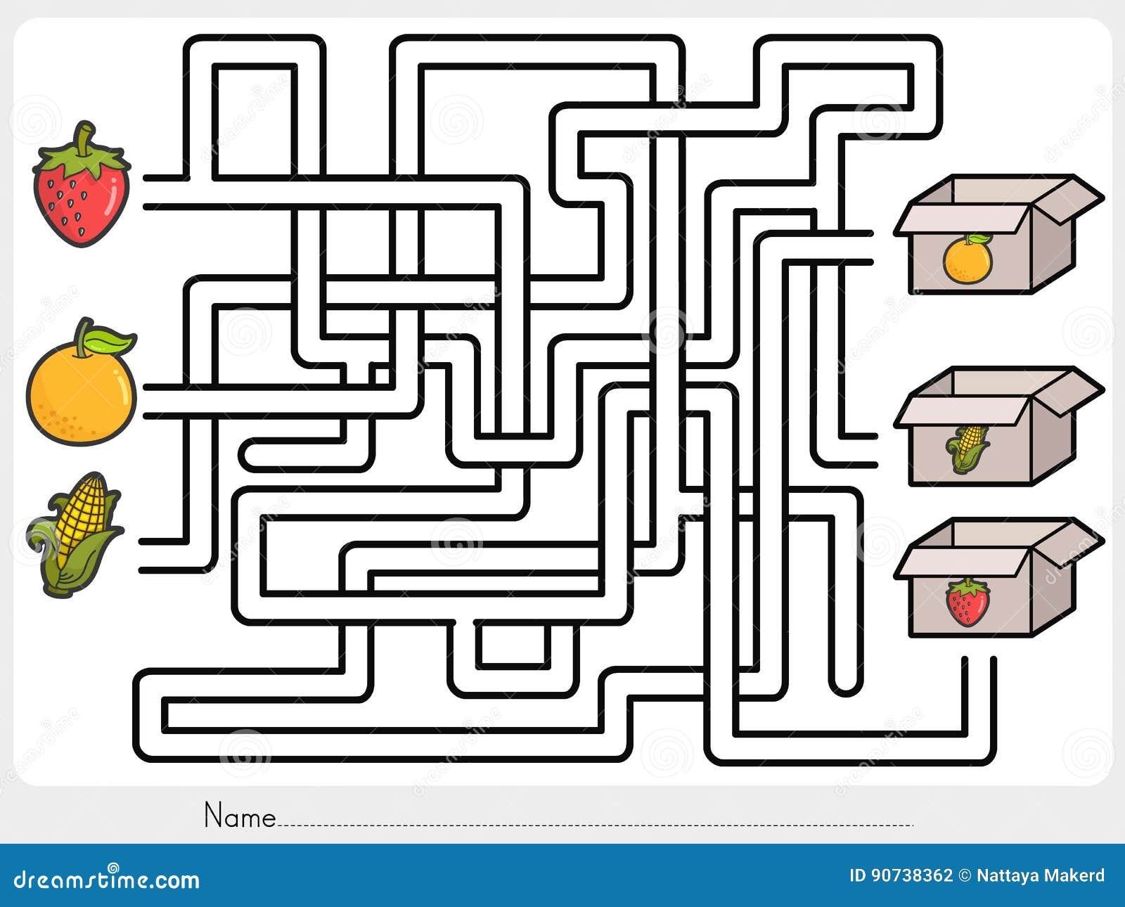 Maze Game Pick Fruits Box Worksheet For Education Stock Vector Maze Game Pick Fruits Box Worksheet For Education Stock Vector
