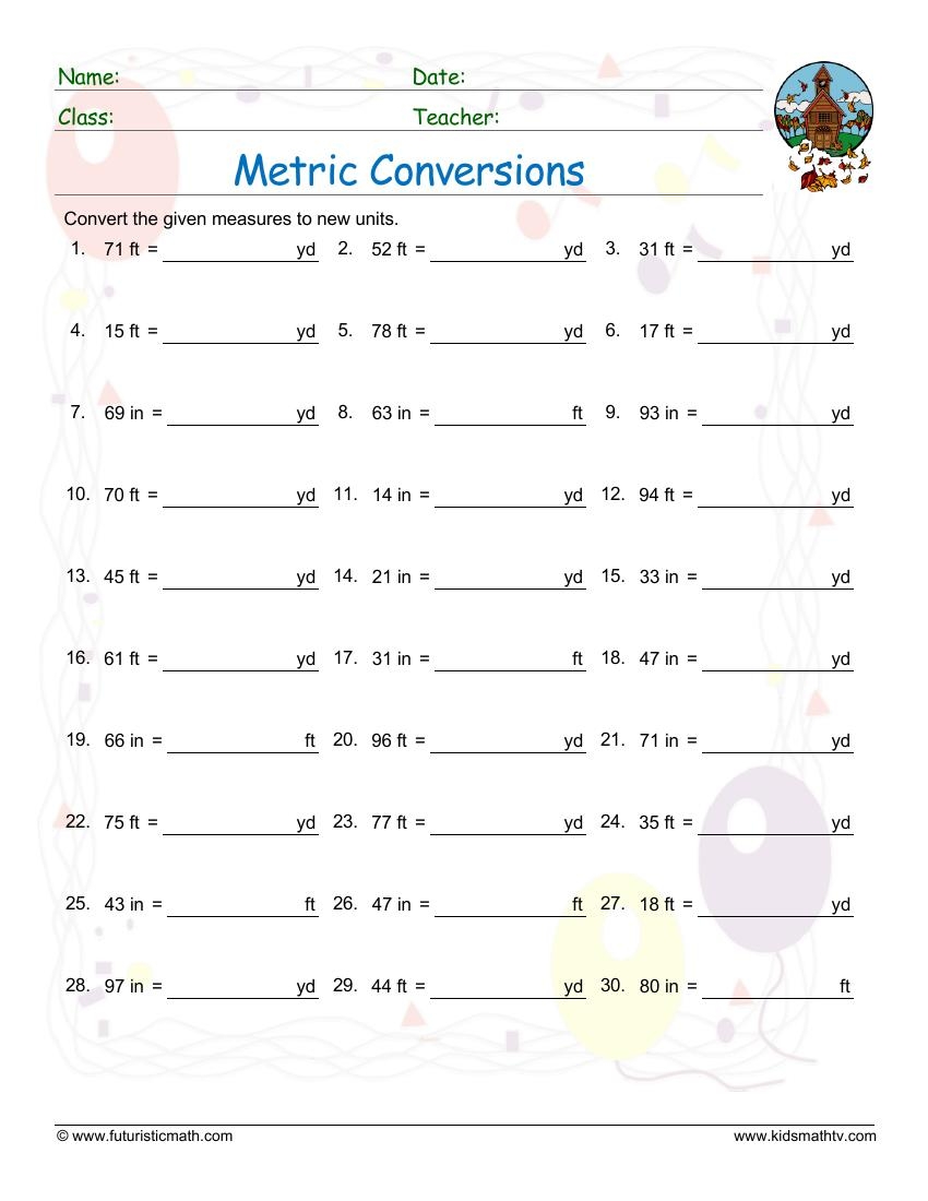 Free 4th Grade Math Measurement Worksheets