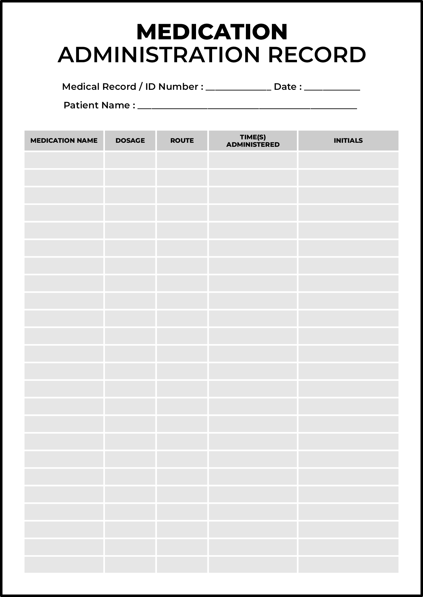Medication Administration Record Template 10 Free PDF Printables Printablee