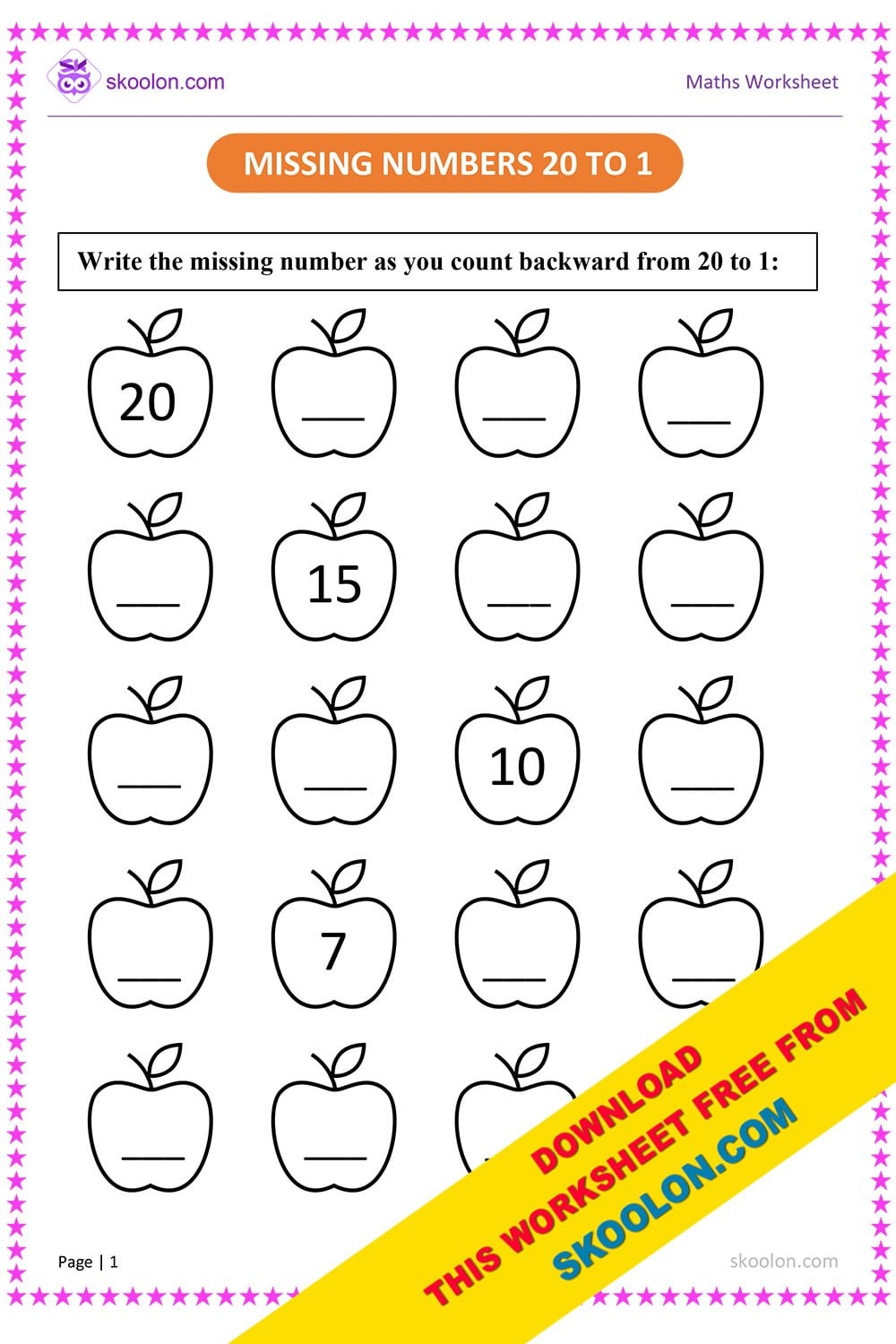 Maths Worksheet For Kindergarten 1