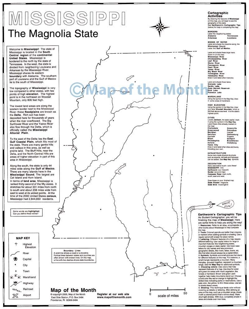 Mississippi Map Blank Outline Map 16 By 20 Inches Activities Included Mississippi Map Blank Outline Map 16 By 20 Inches Activities Included