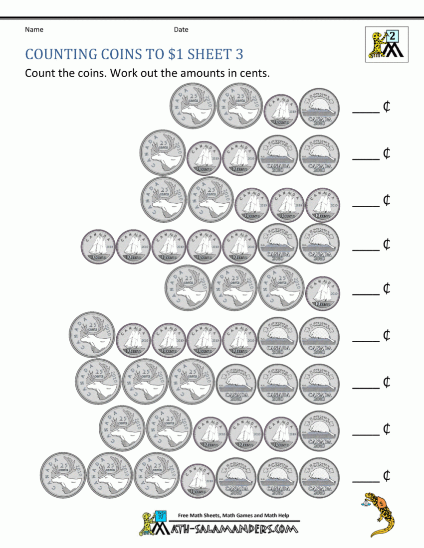 Money Worksheets Canada