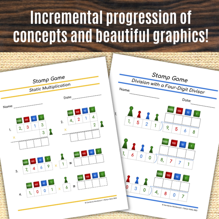 Montessori Stamp Game Worksheets For Elementary Montessori Math Montessori Printable For Math Operations Classful