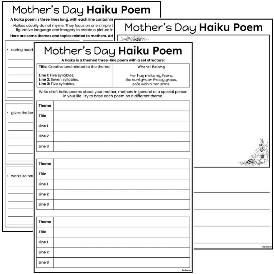 Haiku Printable Worksheet Haiku Printable Worksheet