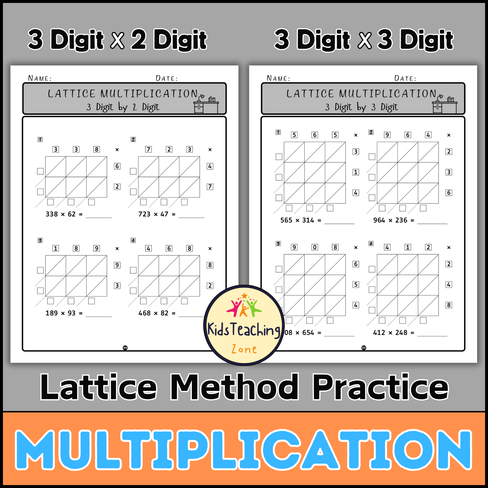 Multi Digit Multiplication Worksheets Lattice Grid Multiplication Method Made By Teachers