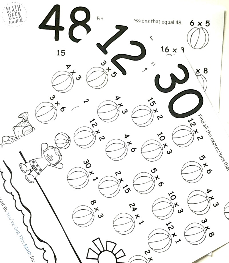 Printable Math Multiplication Coloring Worksheets