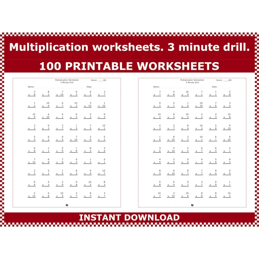 Multiplication Worksheets 3 Minute Multiplication Drills Multiplication Math Drills 3rd 4th Grade Multiplication Facts By Acminimalist Etsy Multiplication Worksheets 3 Minute Multiplication Drills Multiplication Math Drills 3rd 4th Grade Multiplication Facts By Acminimalist Etsy