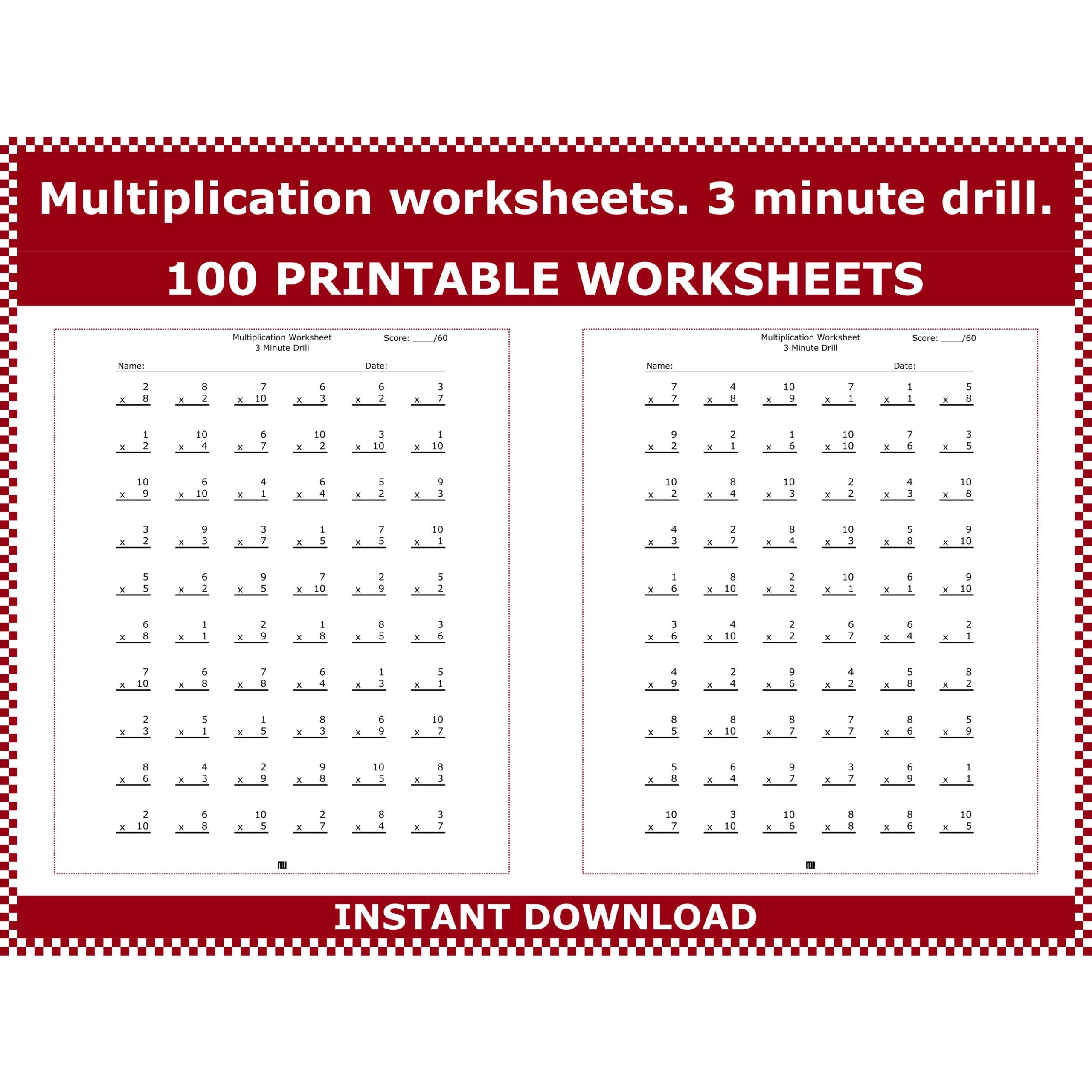 Multiplication Worksheets 3 Minute Multiplication Drills Multiplication Math Drills 3rd 4th Grade Multiplication Facts By Acminimalist Etsy Multiplication Worksheets 3 Minute Multiplication Drills Multiplication Math Drills 3rd 4th Grade Multiplication Facts By Acminimalist Etsy