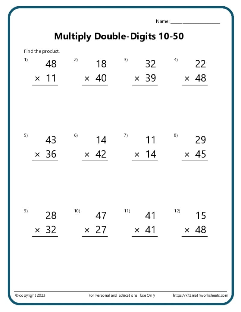 Multiplication Worksheets K12 Math Worksheets Multiplication Worksheets K12 Math Worksheets