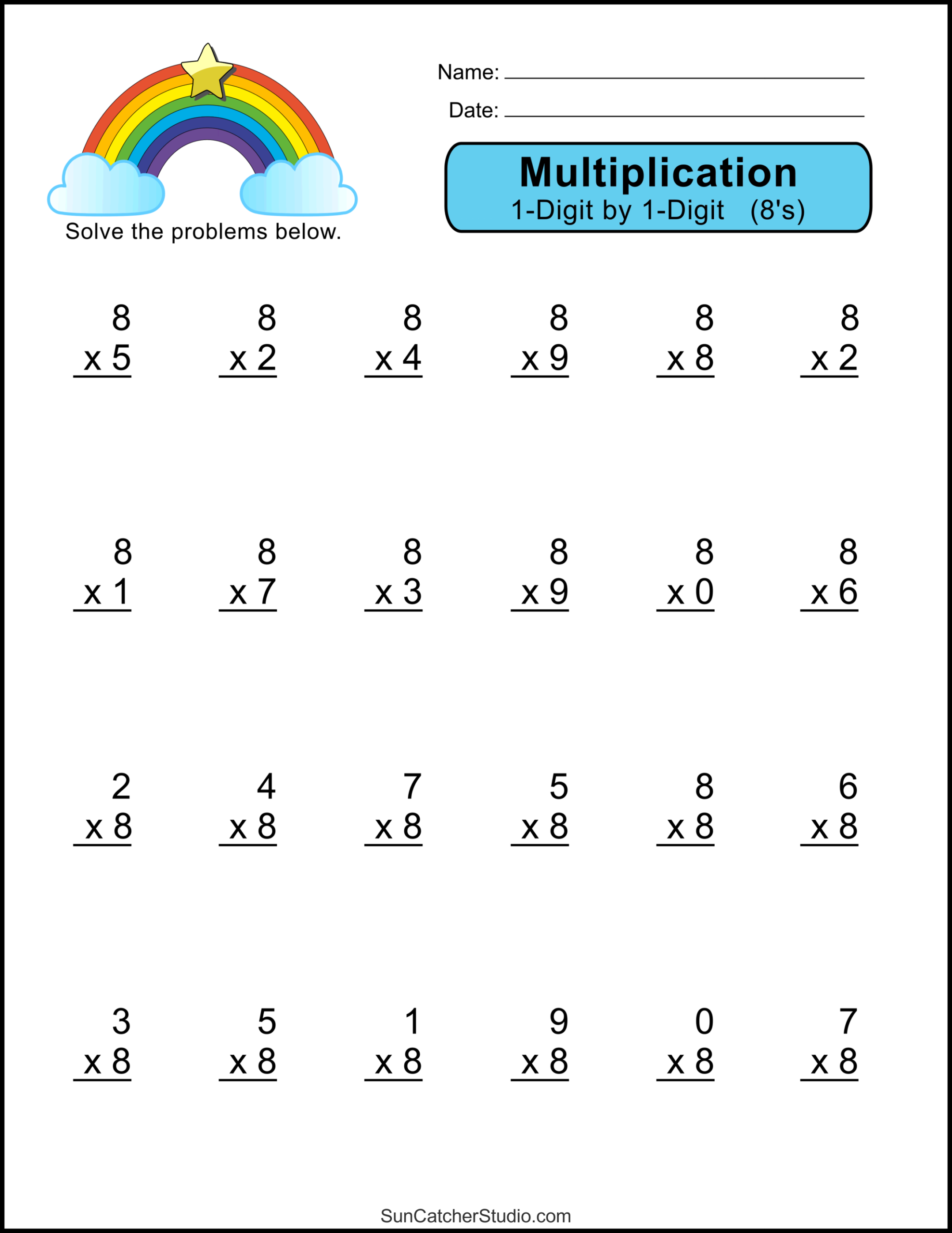 Multiplication Worksheets One Digit Math Drills Free 