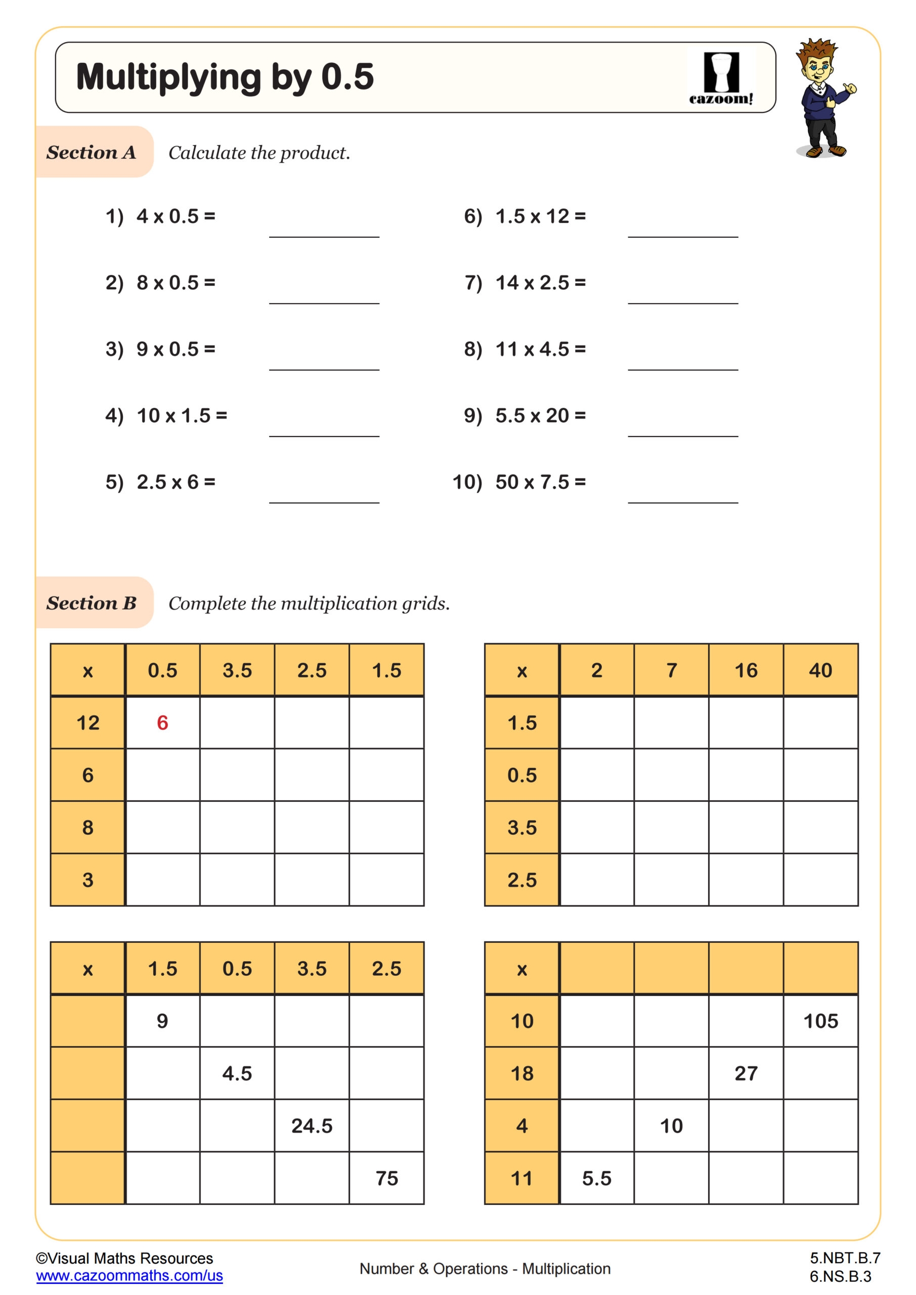Multiplying By 0 5 Worksheet 5th Grade PDF Worksheets Cazoom Math