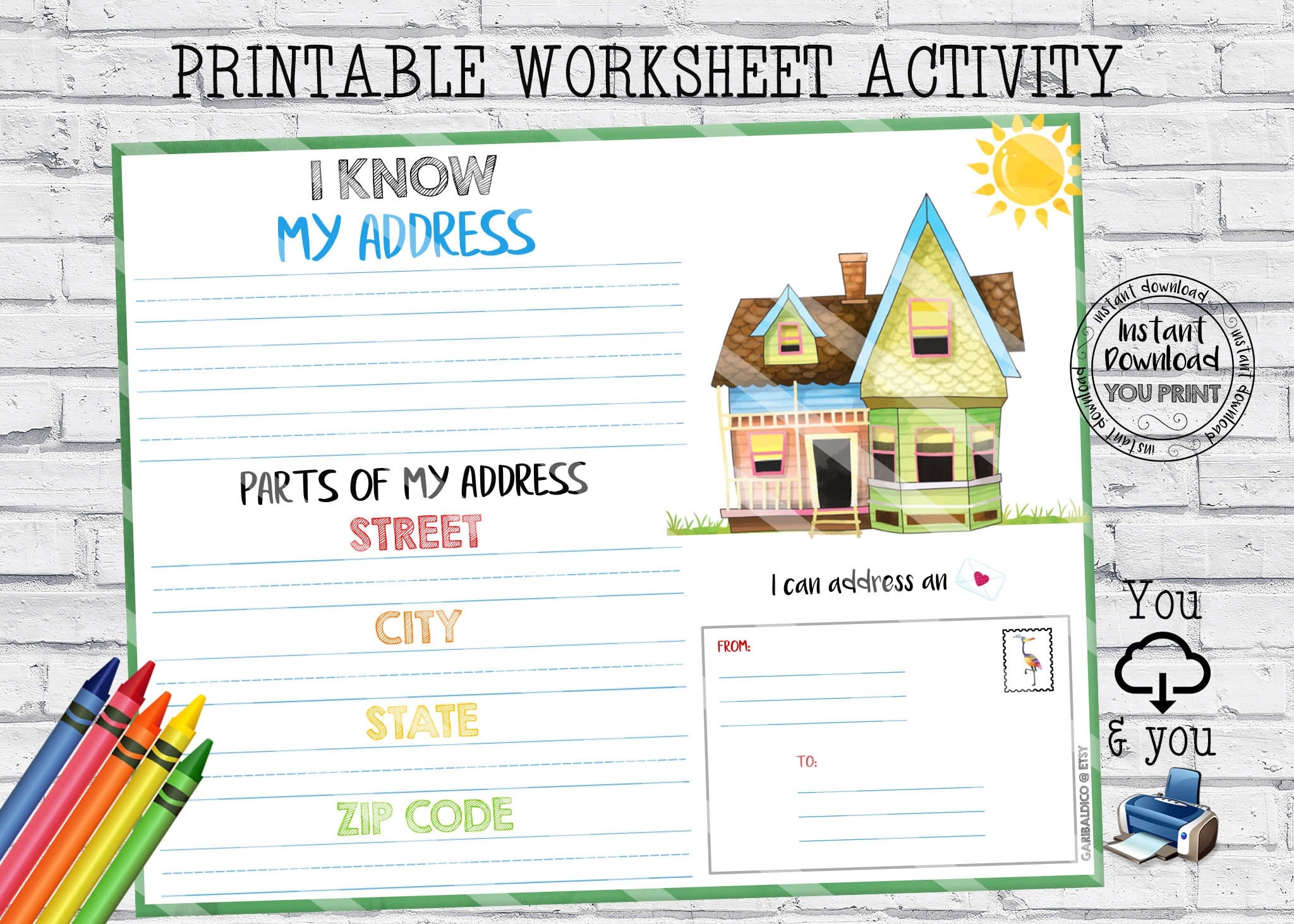 My Address Worksheet Homeschool Address Kids Activity Home School Writing Worksheet Printable Handwriting My Address Practice My Address Etsy
