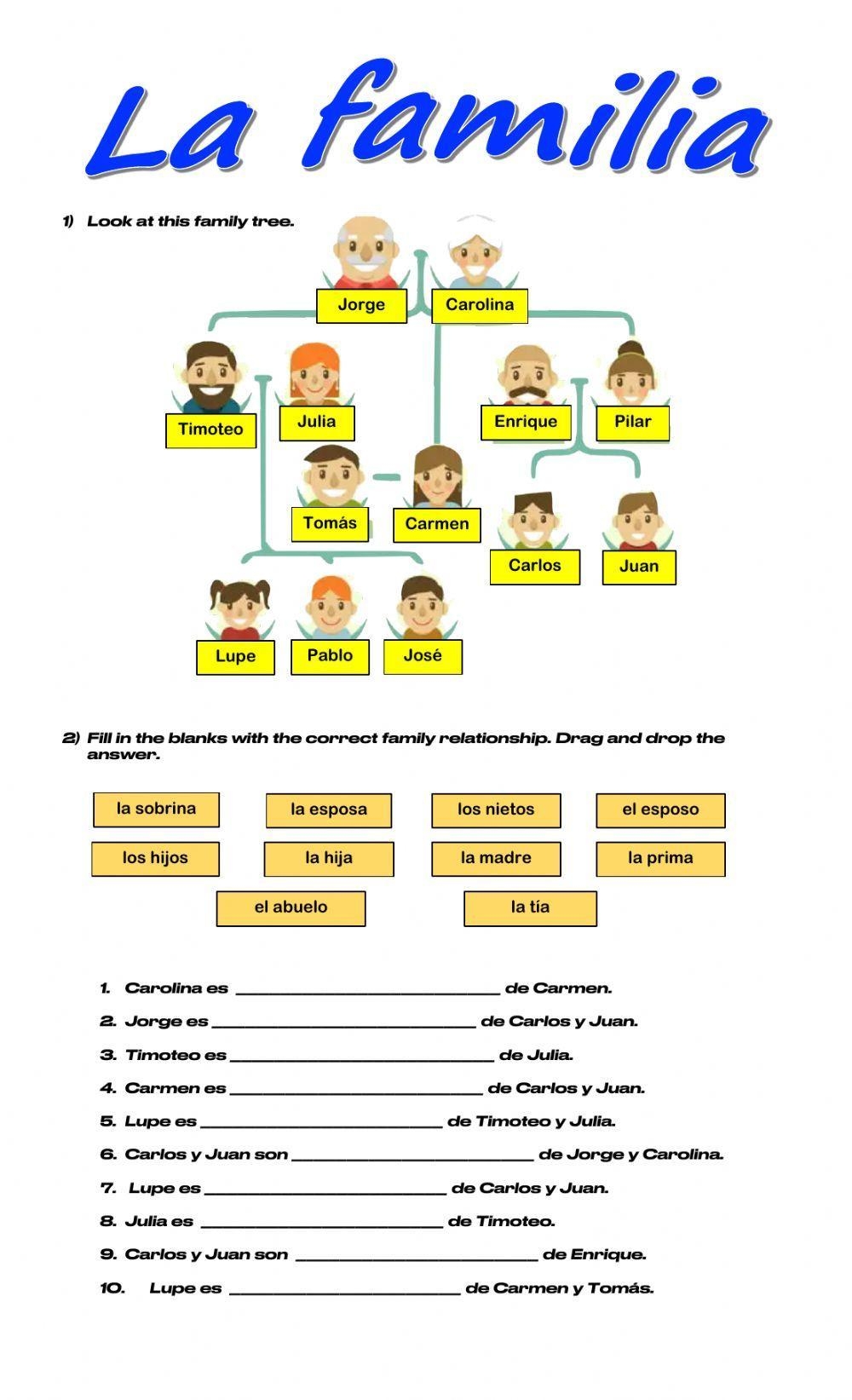 My Spanish Family Tree Template English Spanish Worksheet Worksheets Library