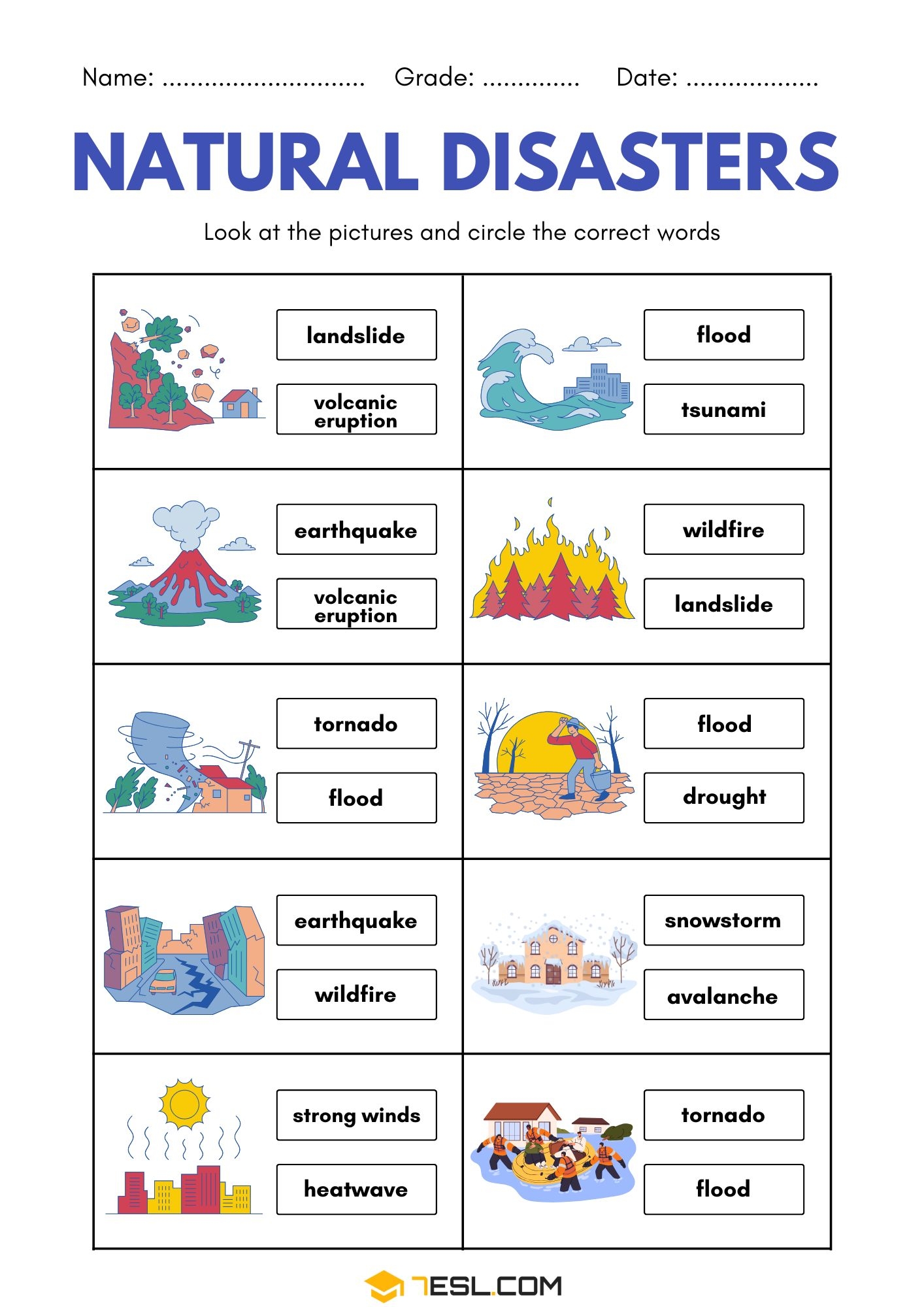 Natural Disasters Worksheets To Explore The Power Of Nature 7ESL Natural Disasters Worksheets To Explore The Power Of Nature 7ESL