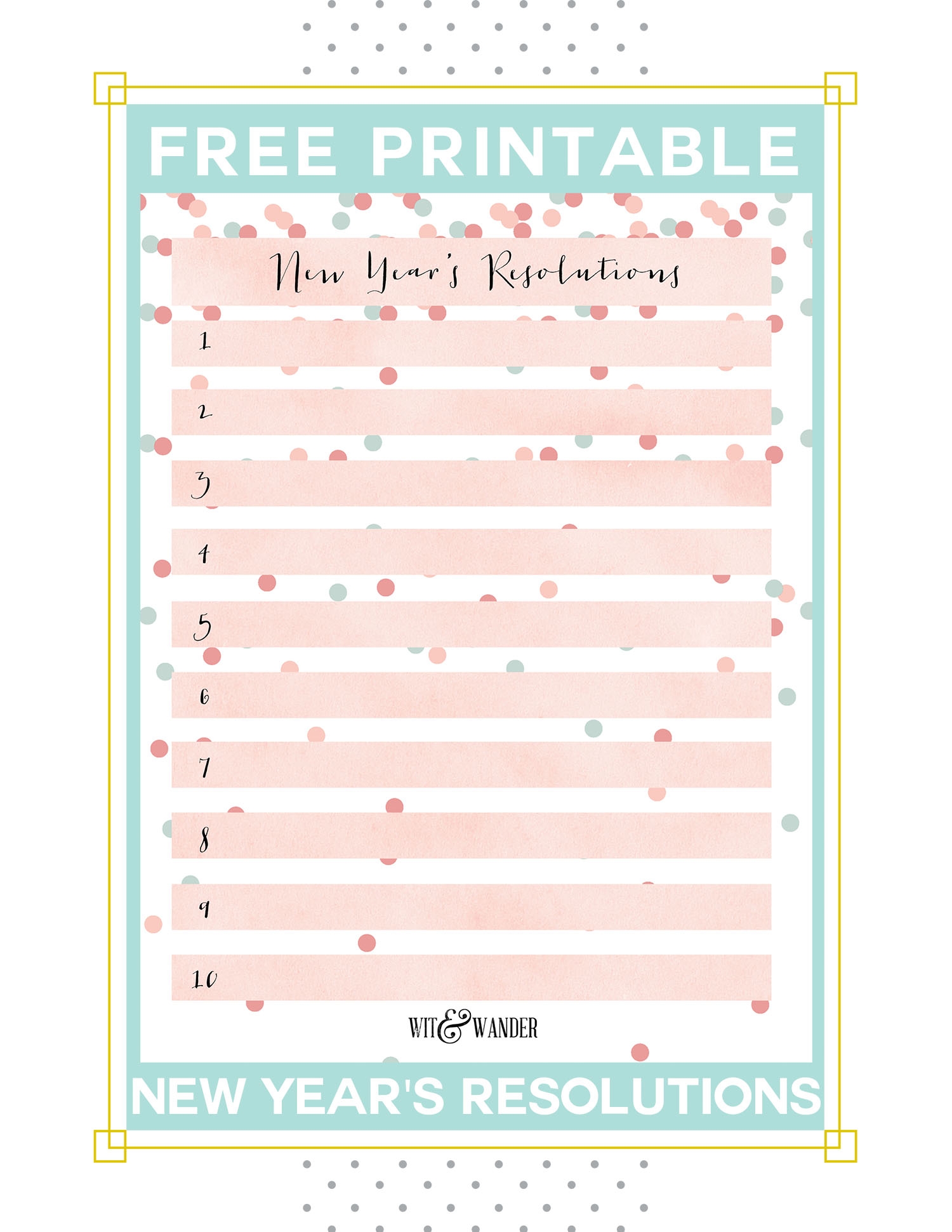 Printable New Years Resolution Worksheet