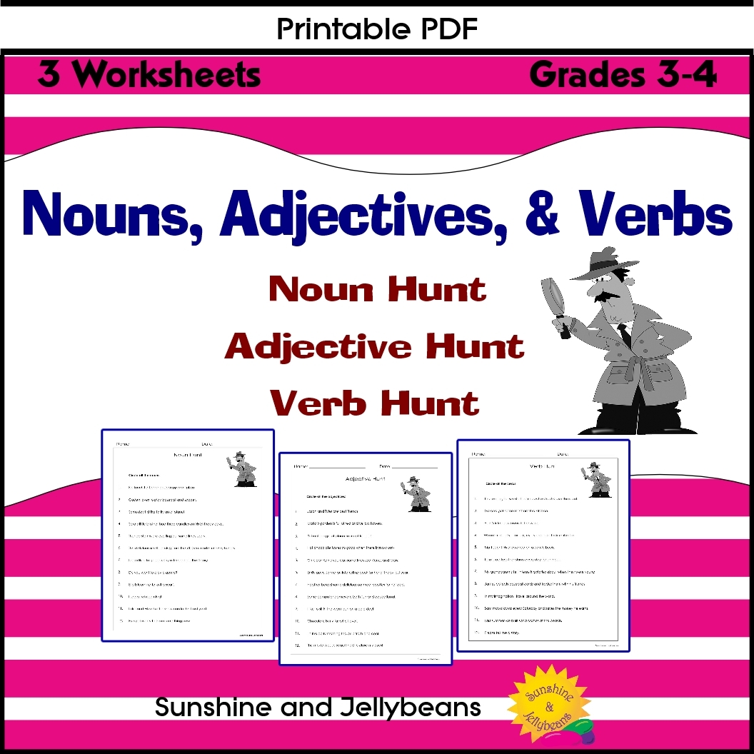 Printable Worksheets Nouns Verbs Adjectives