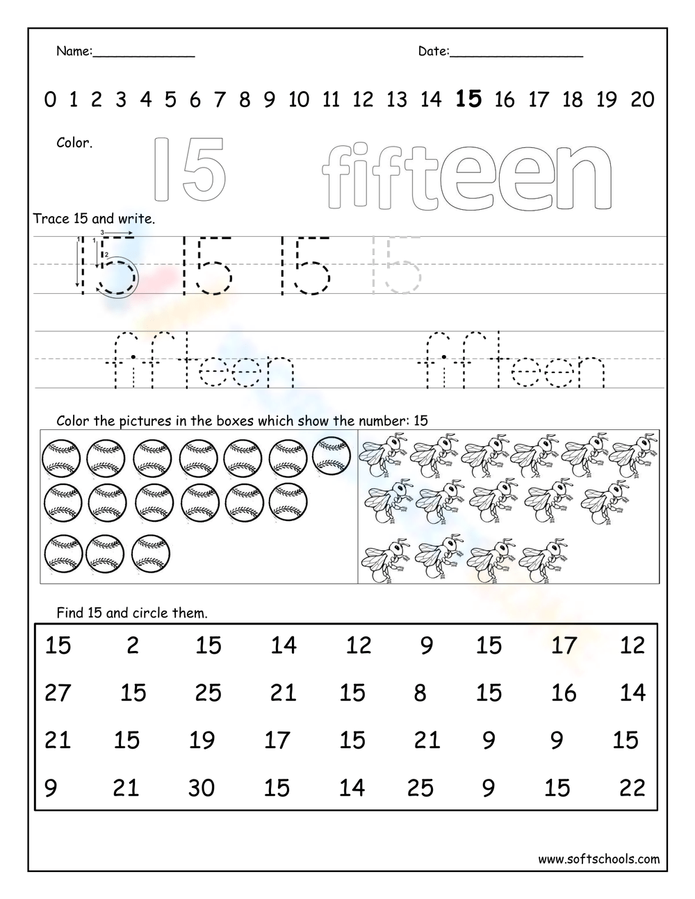Number 15 Worksheets 2025
